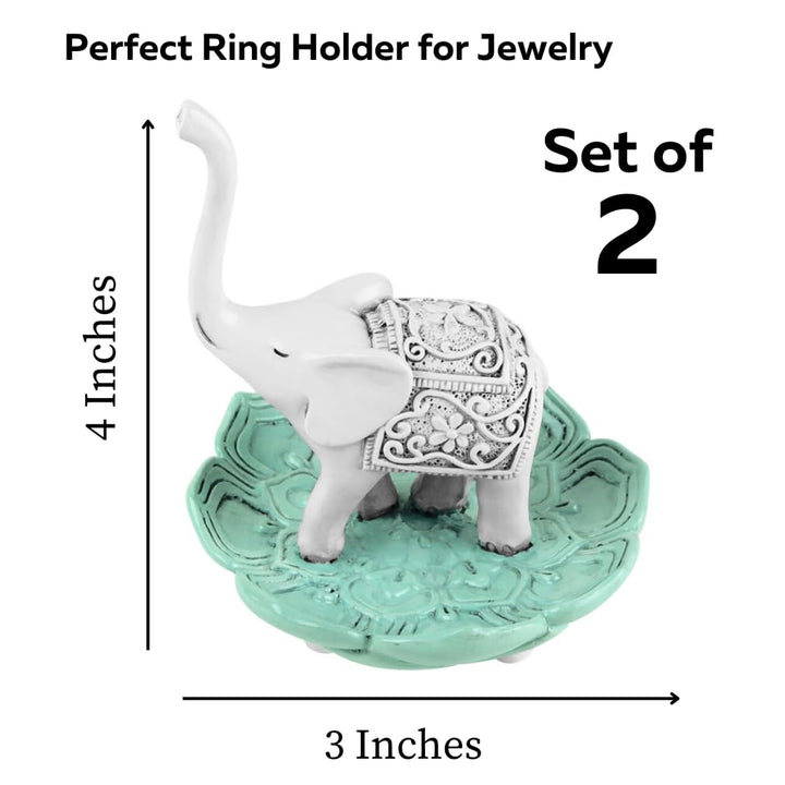 Evelots Set of 2 Elegant Good Luck Elephant Jewelry Rin
