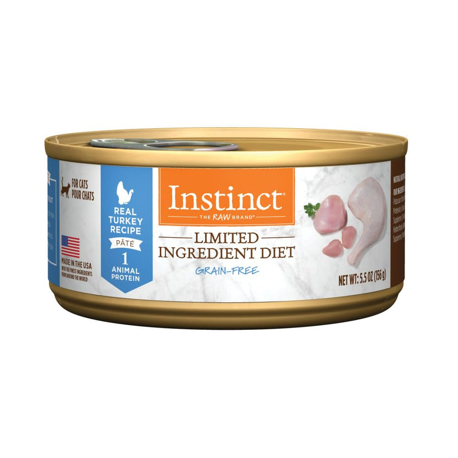 Limited Ingredient Diet Grain Free Real Turkey Recipe Natural Wet Canned Cat Food by Nature's Variety, 5.5 oz. Cans (Pack of 12)