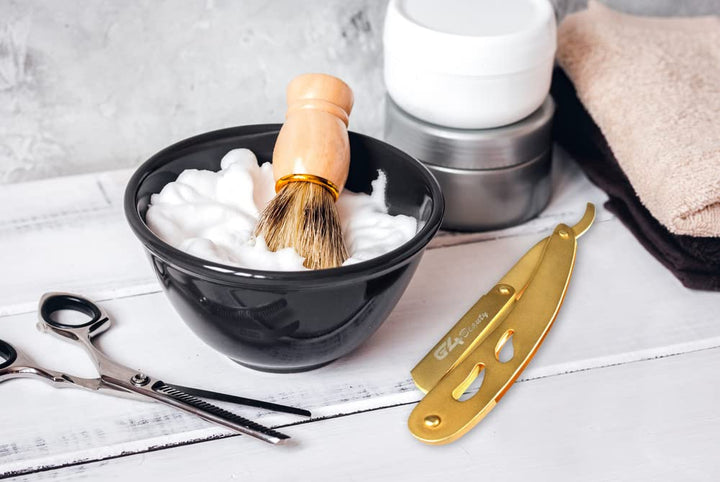 G4 Professional Barber Straight Razor, Blade for Barber Close Shaving Men (Golden)
