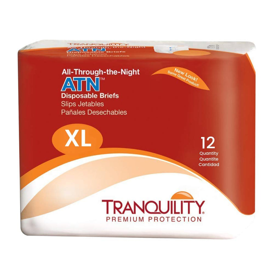 Extra Large - 12 Count : Tranquility ATN™ (All-Through-the-Night) Adult Disposable Briefs - XL - 12 ct