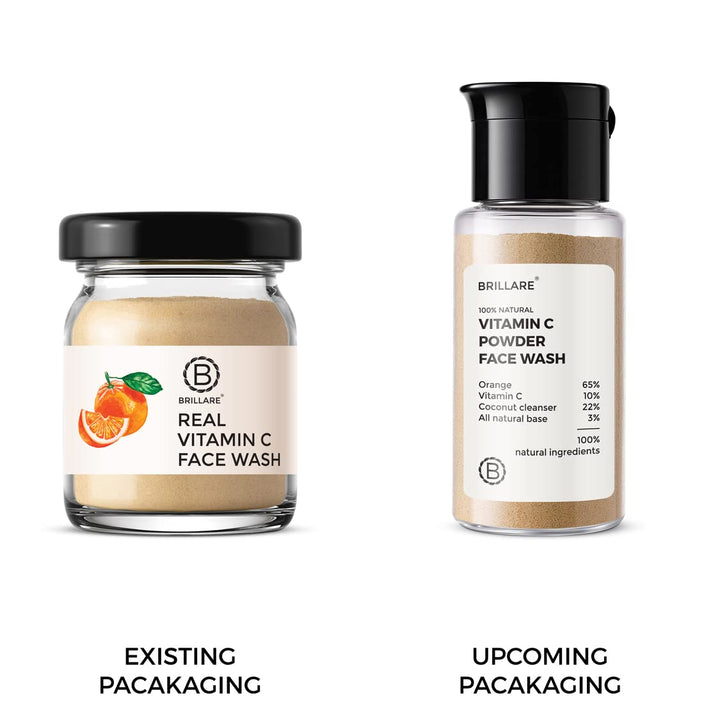 Brillare Vitamin C Face Wash for Pigmentation &amp; Dark Spots, Coconut &amp; Orange Face Wash for Skin Brightening, 100% Natural Powder Facewash, 15g