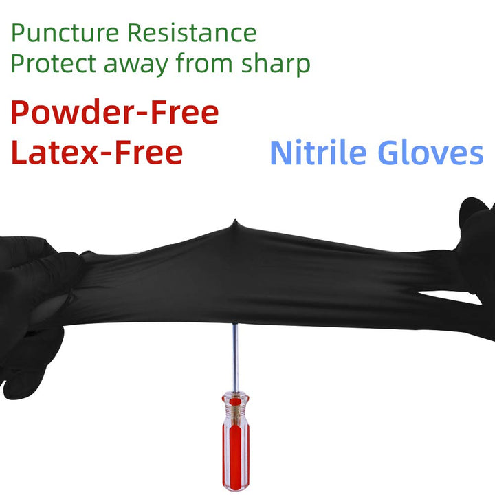 Nitrile Disposable Gloves Pack of 100, Latex Free Safety Working Gloves for Food Handle or Industrial Use(Black,X-Large)