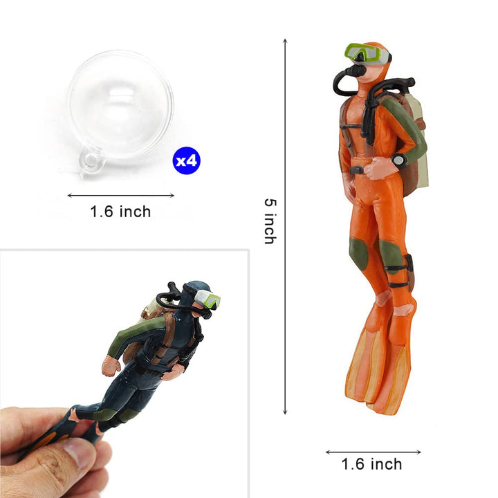 Fish Tank Accessories-2PCS Floating Lovely Diver Aquarium Decorations Playset for Ocean Scene Layout Ornaments Miniature Sand Table and Other Scenes