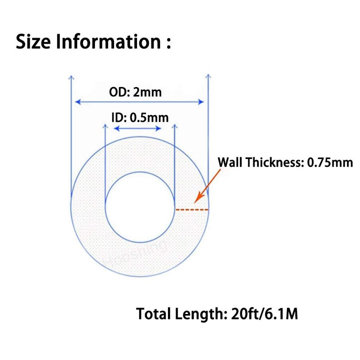 Silicone Tubing 0.5mm ID x 2mm OD 20 Ft Food Grade Flexible Pure Silicone Rubber Tubing Hose High Temp for Home Brewing Winemaking Pump Transfer