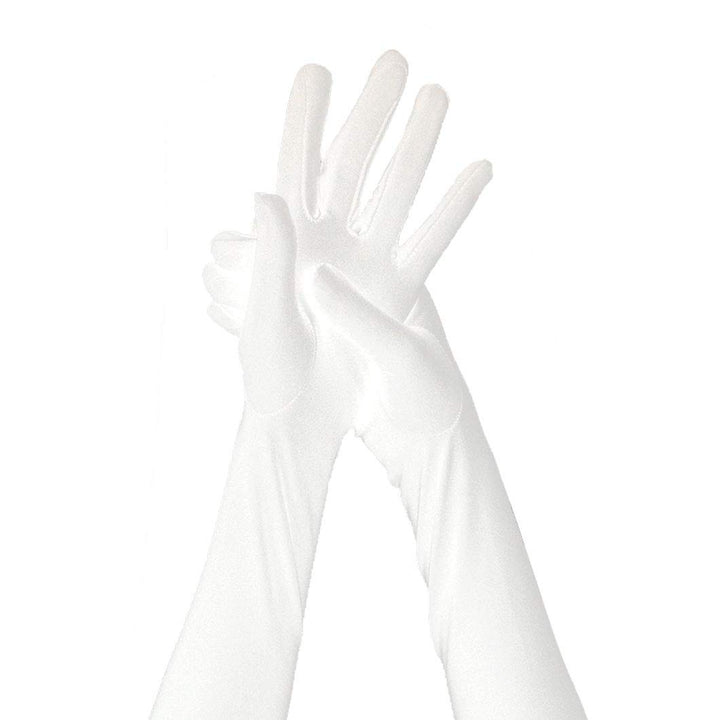 Long Opera Party 20s Satin Gloves Stretchy Adult Size 20.7 Elbow Length 1920s Opera Satin Long Gloves Classic Sun Protection Gloves Wedding Bride Etiquette Gloves for Women Girls White