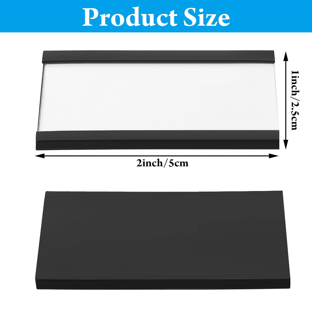 100 Pieces Magnetic Label Holders Labels Racks with Magnets Magnetic Data Card Holders with Protective Films and Replacement Strips for Shelf Bin (1 x 2 Inch)