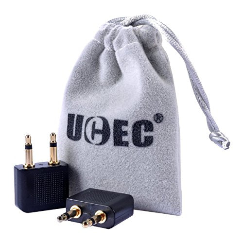 Airplane Headphone Adapter, 3.5mm Airplane Adapter for Headphones, Golden Plated Airline Headphone Adapter for in-Flight Entertainment System, 2 Pack