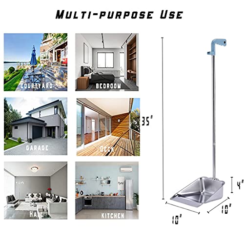 YONILL Dust Pans with Long Handle - Metal Upright Dustp