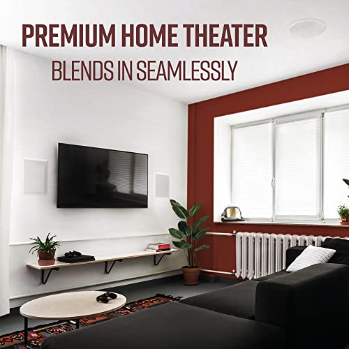 RC60i 2-Way Premium in-Ceiling 6.5 Round Speakers, Set of 2 Perfect for Damp and Humid Indoor/Outdoor Placement - Bath, Kitchen, Covered Porches (White, Paintable Grille)