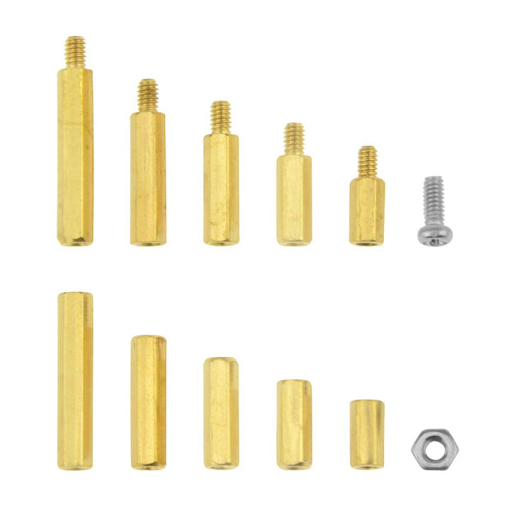 600pcs M2 Brass Male-Female/Female-Female Spacer Standoff Screw Nut Assortment Kit and Stainless Steel Screw Nut Set (Brass M2)