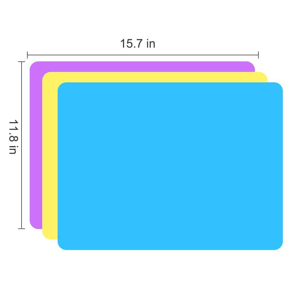 3 Pack Silicone mat Large Silicone Sheets for Crafts, Liquid, Resin Jewelry Casting Molds Mat, Silicone Placemat 15.7” x 11.8” (Blue&amp; Purple &amp; Yellow)