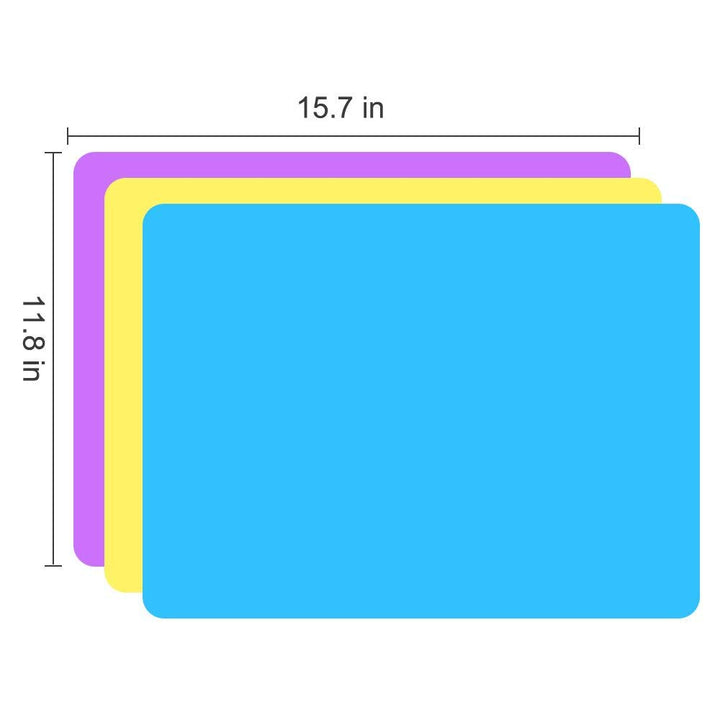 3 Pack Silicone mat Large Silicone Sheets for Crafts, Liquid, Resin Jewelry Casting Molds Mat, Silicone Placemat 15.7” x 11.8” (Blue&amp; Purple &amp; Yellow)