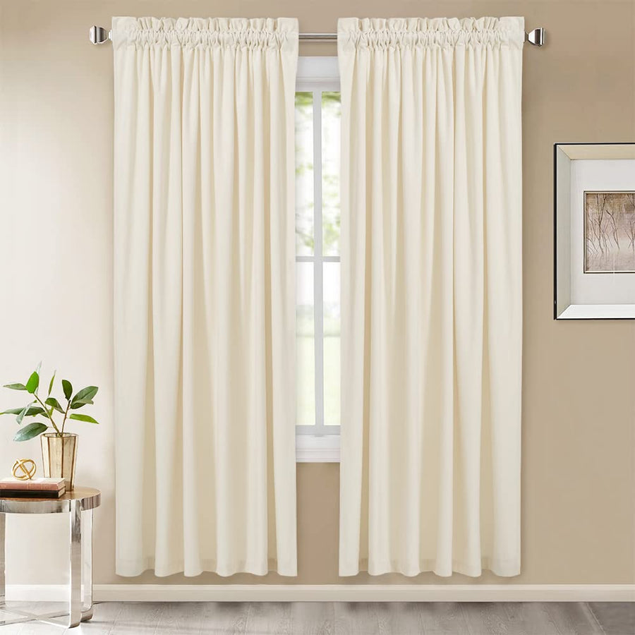 StangH Ivory White Velvet Curtains - Rod Pocket Bedroom