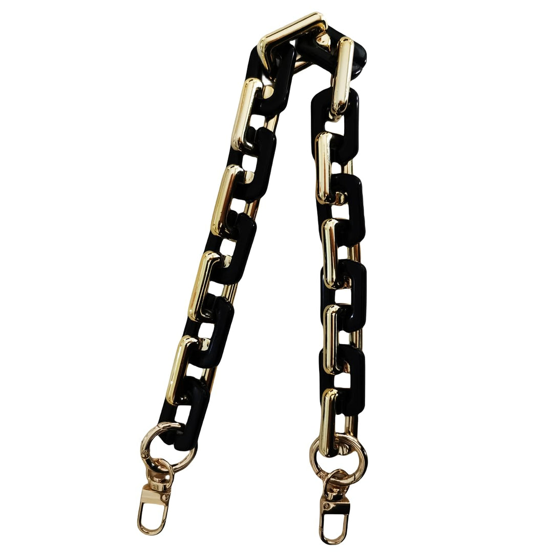 Purse Resin Chain Handle Strap Acrylic Chain Replacement Strap for Handbag Fashion Chain Strap for Evening Clutch Bag (Black Suede)