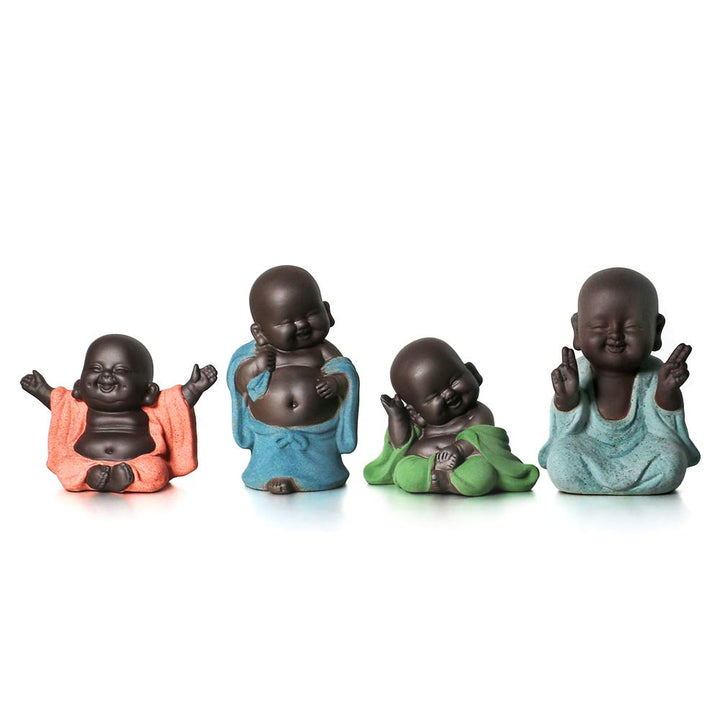 Kingzhuo A Collection of 4 Cutie Buddhas - Red Smiling,