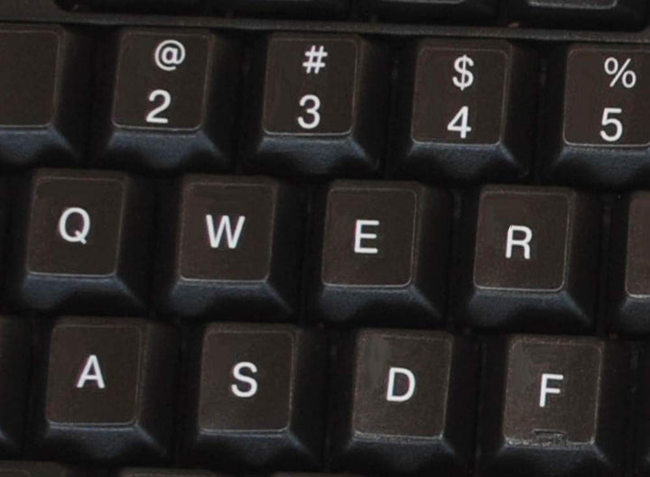 Replacement English US Keyboard Sticker Black Background