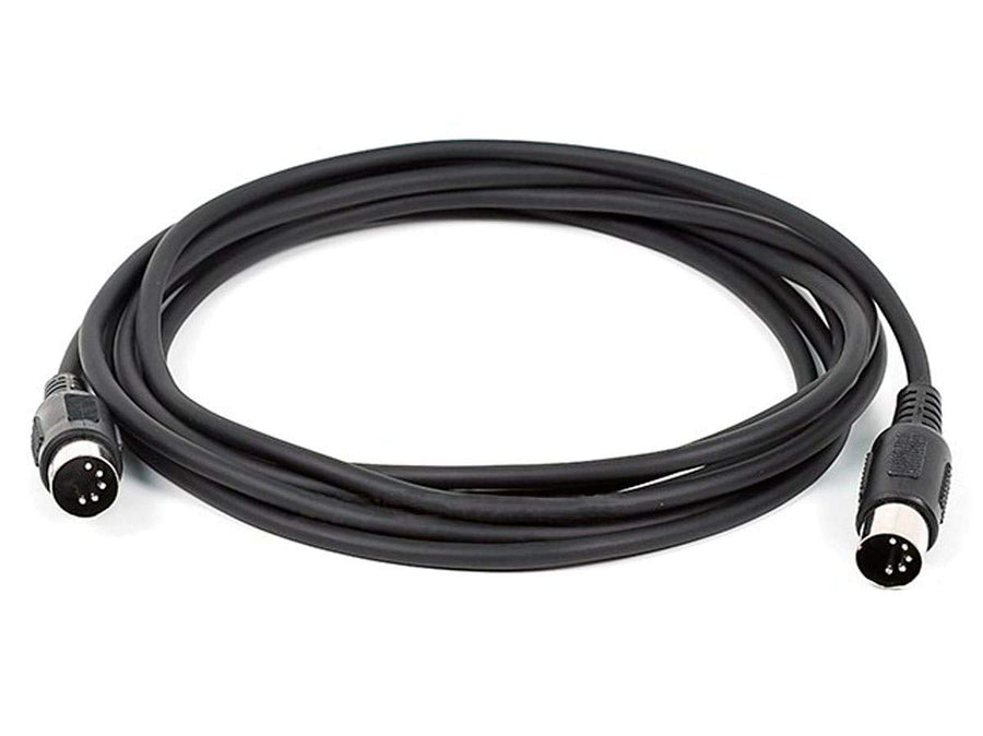 MIDI Cable - 5 Pin DIN Connectors, Shielded, Molded Connector Shells, 28 AWG, 10 Feet, Black