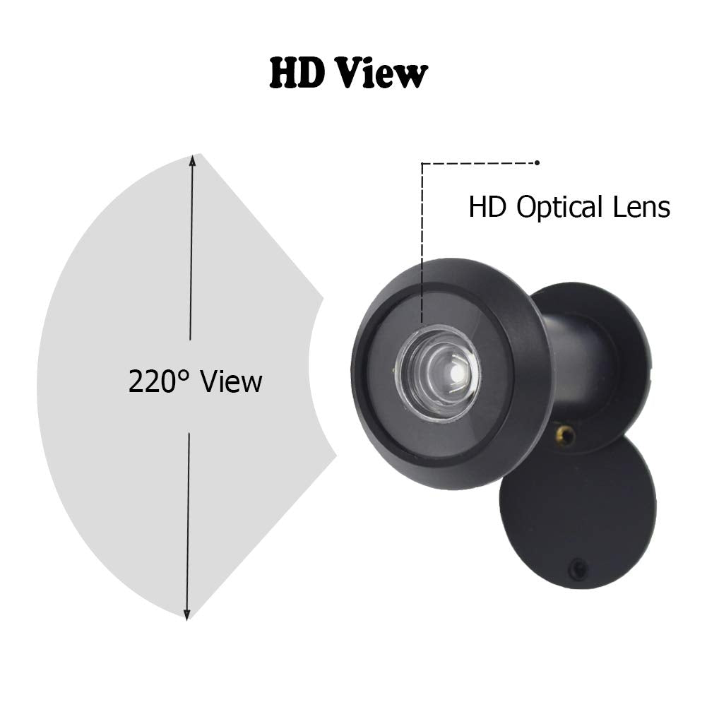 Door Viewer Peephole, Solid Brass 200-degree Door Viewer with Heavy Duty Rotating Privacy Cover for 1-3/8 to 2-1/6 Doors for Home Office Hotel (Black)