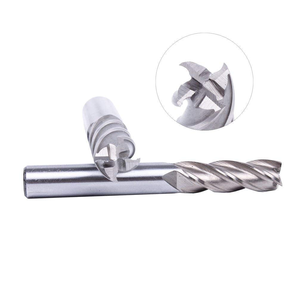 1/8 3/16 1/4 5/16 3/8 1/2 high Speed Steel HSS 4 Flute Straight End Mill Cutter 5/32 1/16 Set of 8