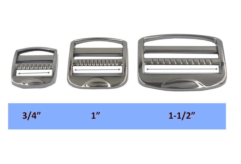 DGOL 10 pcs 1 inch Strong Heavy Shinning Zinc Alloy Ladder Lock Slider Adjustable Webbing Strap Release Buckles (Gunmetal)