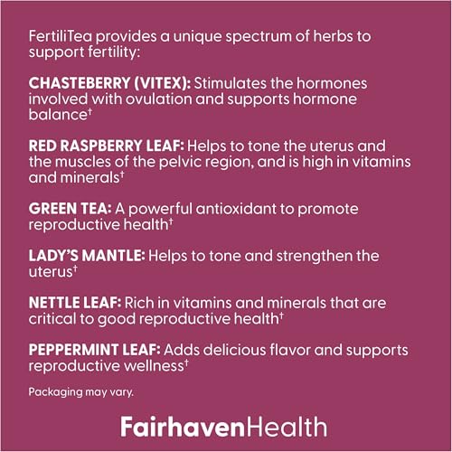 FertiliTea | Organic Fertility Tea for Women to Support Reproductive Health* | Prenatal Herbal Tea to Support Menstrual Cycle & Hormone Balance* | Contains Vitex | Mint | 60 Servings