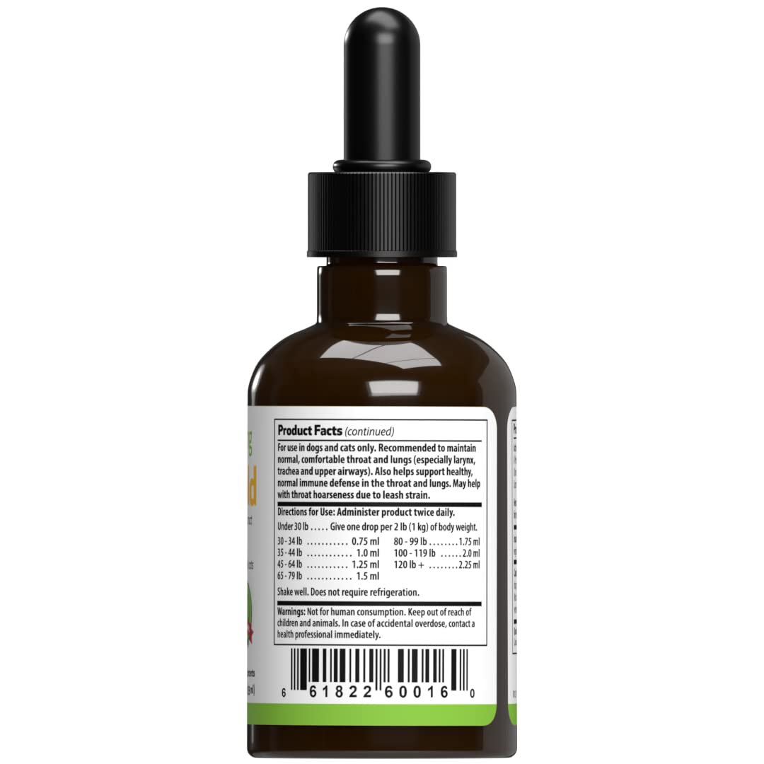 Throat Gold for Dogs - Vet-Formulated - Soothes Throat Discomfort, Hoarseness, Leash Strain, Occasional Cough in Dogs - Natural Herbal Supplement 2 oz (59 ml)