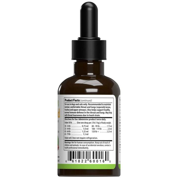 Throat Gold for Dogs - Vet-Formulated - Soothes Throat Discomfort, Hoarseness, Leash Strain, Occasional Cough in Dogs - Natural Herbal Supplement 2 oz (59 ml)