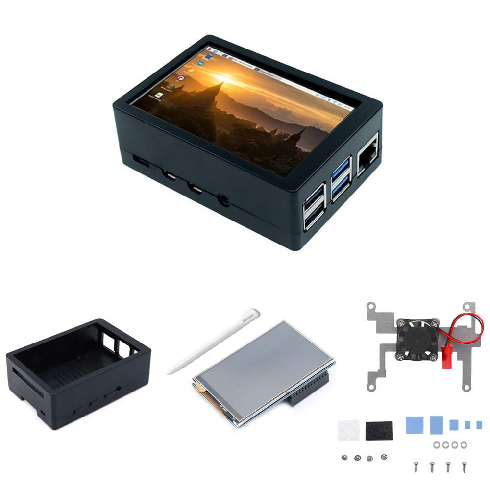 3.5 inch TFT Touch Screen Module 320x480 Resolution LCD Display Compatible with Raspberry Pi 4B/3B/3B+ with Touch Pen ABS Case and Cooling Fan Compatible with Raspberry Pi 4B