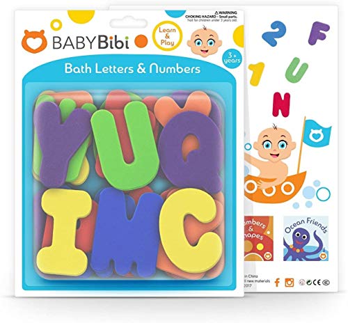 BabyBibi 36 PCS Stick-On Foam Bath Letters and Numbers 