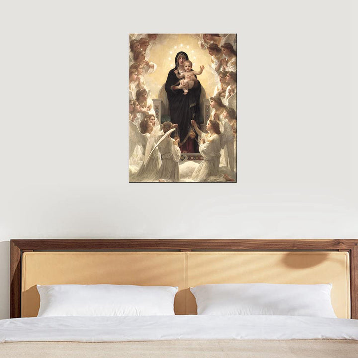 Virgin Mary and Christ Jesus Angel Paradise Lounge Wall Art Poster and Print Artwork for Living Room Wall Decor Wrapped Canvas Ready to Hang 12x16inch