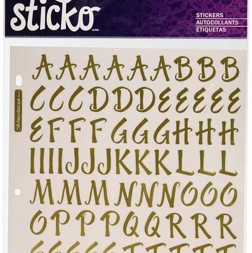1-Inch Susy Ratto Brush Letter Stickers, Golden Foil