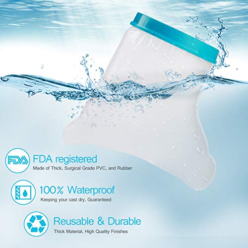 100% Waterproof Foot Cast Cover Wound Protector for Shower Bath, Watertight Cast Bag Covers for Broken Surgery Foot, Wound and Burns - Reusable [2024 New Upgrade]
