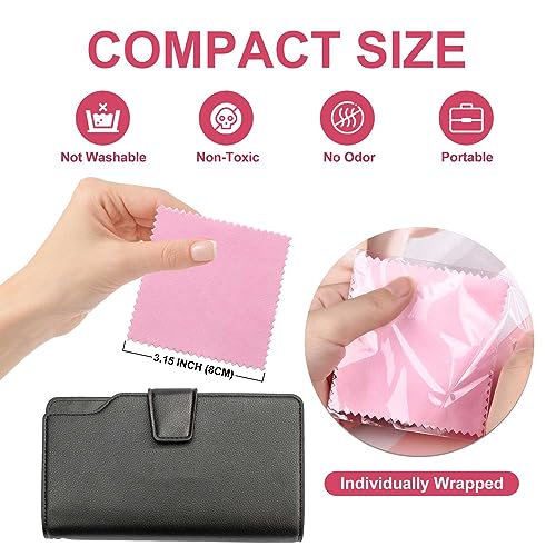 50pcs Jewelry Cleaning Cloth Pink Polishing Cloth for Sterling Silver Gold Platinum Small Polish Cloth 8x8cm