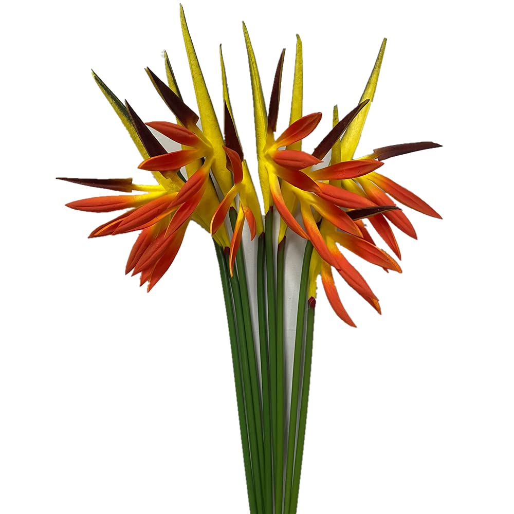 8 Pack 21-1/2 Inch Artificial Flowers Bird of Paradise,Green Plant for Home Garden Decoration Office Verandah Wedding Decorations (Orange)
