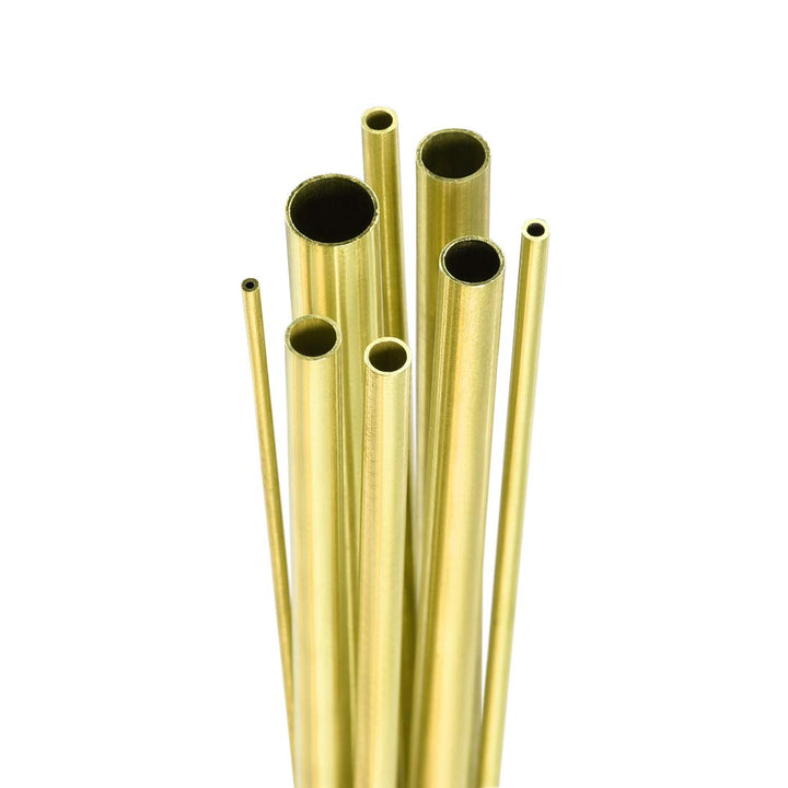 Brass Tube, 2mm 3mm 4mm 5mm 6mm 7mm 8mm 10mm OD x 0.5mm Wall Thickness 300mm Length Seamless Round Pipe Tubing, Pack of 8