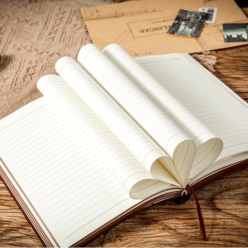Lined Journal for Men Soft Cover Notebook Leather Journals for Writing, 180 Lay Flat Vintage Mens Journal Personal Diary, 5.7&#39;&#39; X 8.3&#39;&#39;, Black