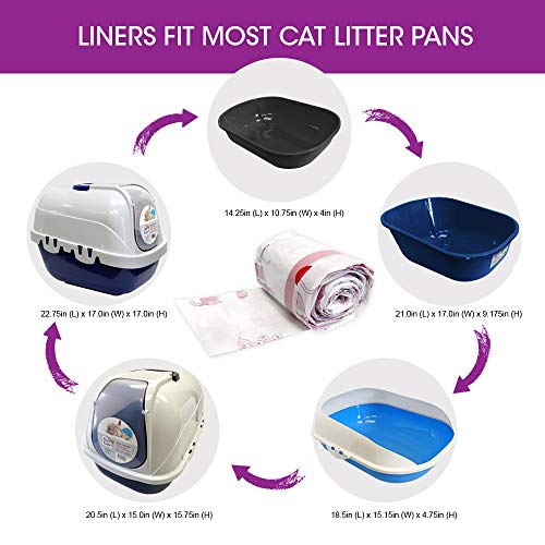 80 Count Litter Box Liners Super Thick, Durable, Easy Clean Up Jumbo Drawstring Scented Litter Pan Liners, Bags for Pet Cats