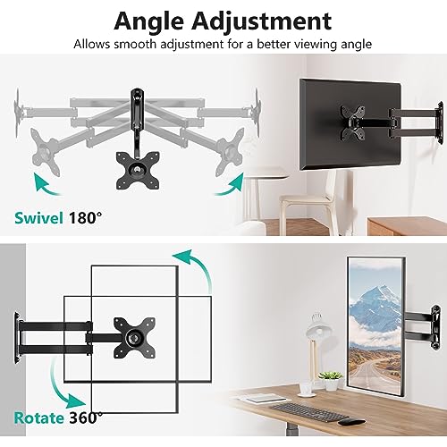 WALI TV Wall Mount Articulating LCD Monitor Full Motion