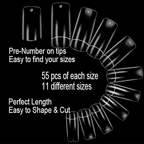BE.YOU Beyou Clear Cosmo 500 Artificial False Nail Tips 10Sizes 23012 For Nail Shop Nail Salon (Clear)