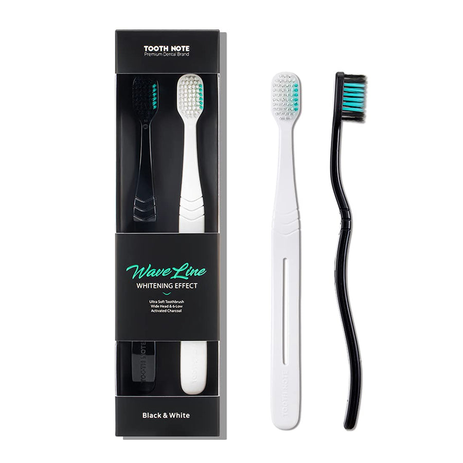 TOOTHNOTE Premium Toothbrush Wave Line, Black & Whi
