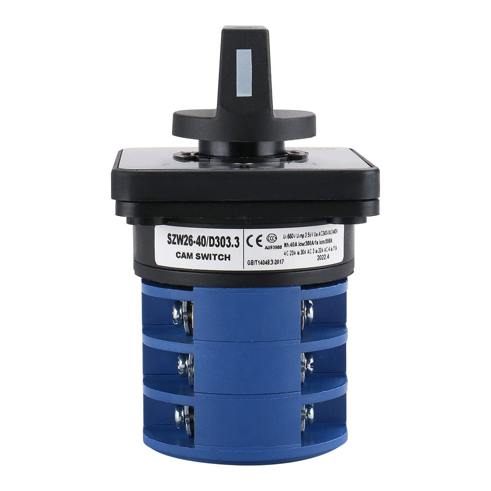 Rotary Cam Changeover Switch SZW26-40/D303.3 AC 660V 40A 12 Terminal 3 Phase