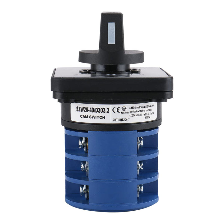 Rotary Cam Changeover Switch SZW26-40/D303.3 AC 660V 40A 12 Terminal 3 Phase