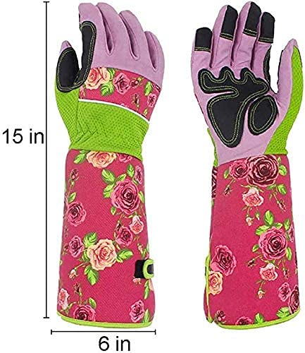 Long Gardening Gloves for Women, Heavy Duty Rose Pruning Thorn Proof Garden Work Gloves Gauntlet, 37CM Long Sleeves Protect Your Arms Until The Elbow, Gardening Gifts For Women Gardeners
