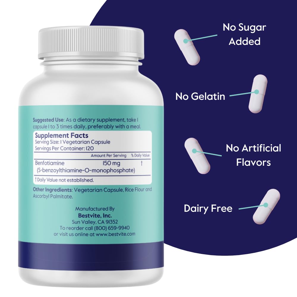 BESTVITE Benfotiamine 150mg (120 Vegetarian Capsules) N