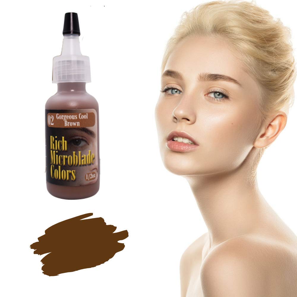Permanent Makeup Gorgeous Cool Brown Pigment Cosmetic for Eyebrow and Eyeliner 1/2 oz (15ml) bottle