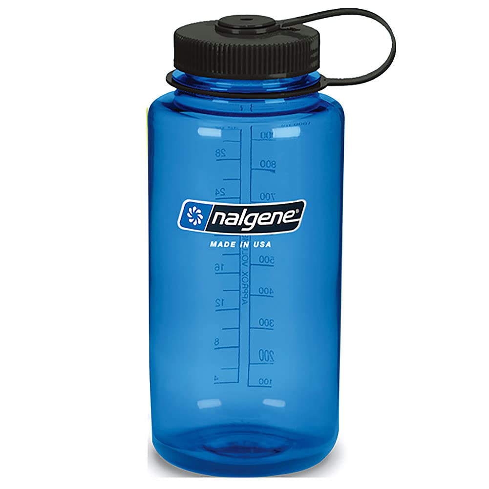 Nalgene BPA Free Tritan Wide Mouth Water Bottle, 32 Oz, Gray with Black Lid