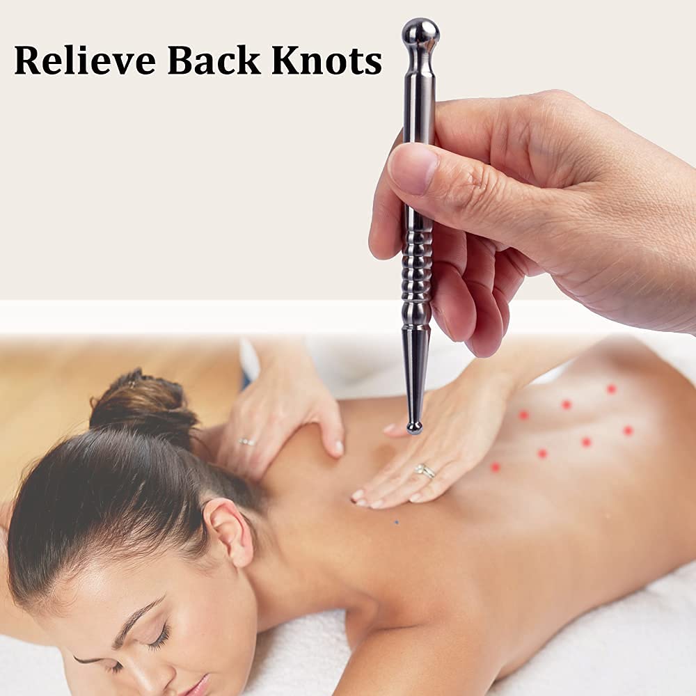 FeelFree Sport Manual Acupuncture Massage Pen - Stainless Steel Facial Reflexology Acupressure Pen - Deep Tissue Massager Trigger Point Massage Tool for Relaxing