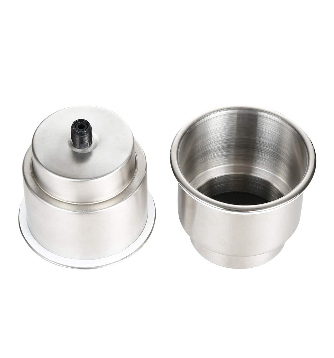 4 Height Boat Cup Holder Stainless Steel Recessed Drink Holders RV Inset Pontoon Cup Holder with Drain for Ships Sofa Car Table Recliner Camper (2pcs)