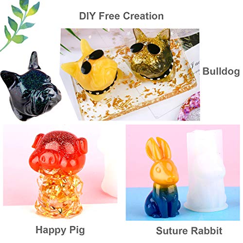 20Pcs 3D Animal Resin Molds Tools Set includes 8 Resin Casting Molds Large Clear Epoxy Silicone Molds 2 Measurement Cup 10 Wood Sticks for Resin Craft DIY