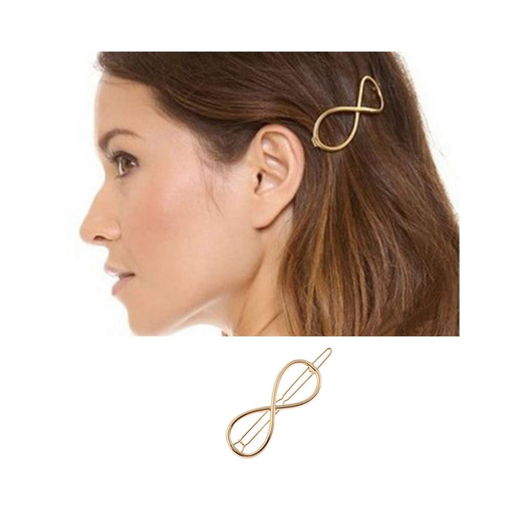 Angla Gold: Women Lady Girl Gold Minimalist Bowknot Oval Circle Moon Star Pearl Hair Clip Snap Barrette Comb Stick Claw Crab Clamp Hairpin (Gold)